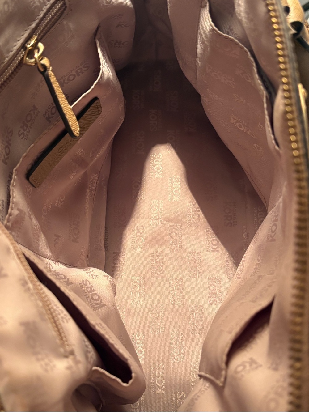 Michael Kors Taupe/ Brown Purse with Gold Hardware - Picture 7 of 8